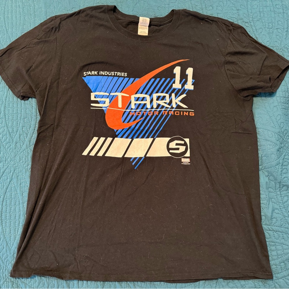 Iron Man Team Stark Racing Men’s X-Large T-shirt Marvel Black Vintage MCU